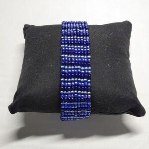 Loomed Beaded Bracelet Multicolor Blues
